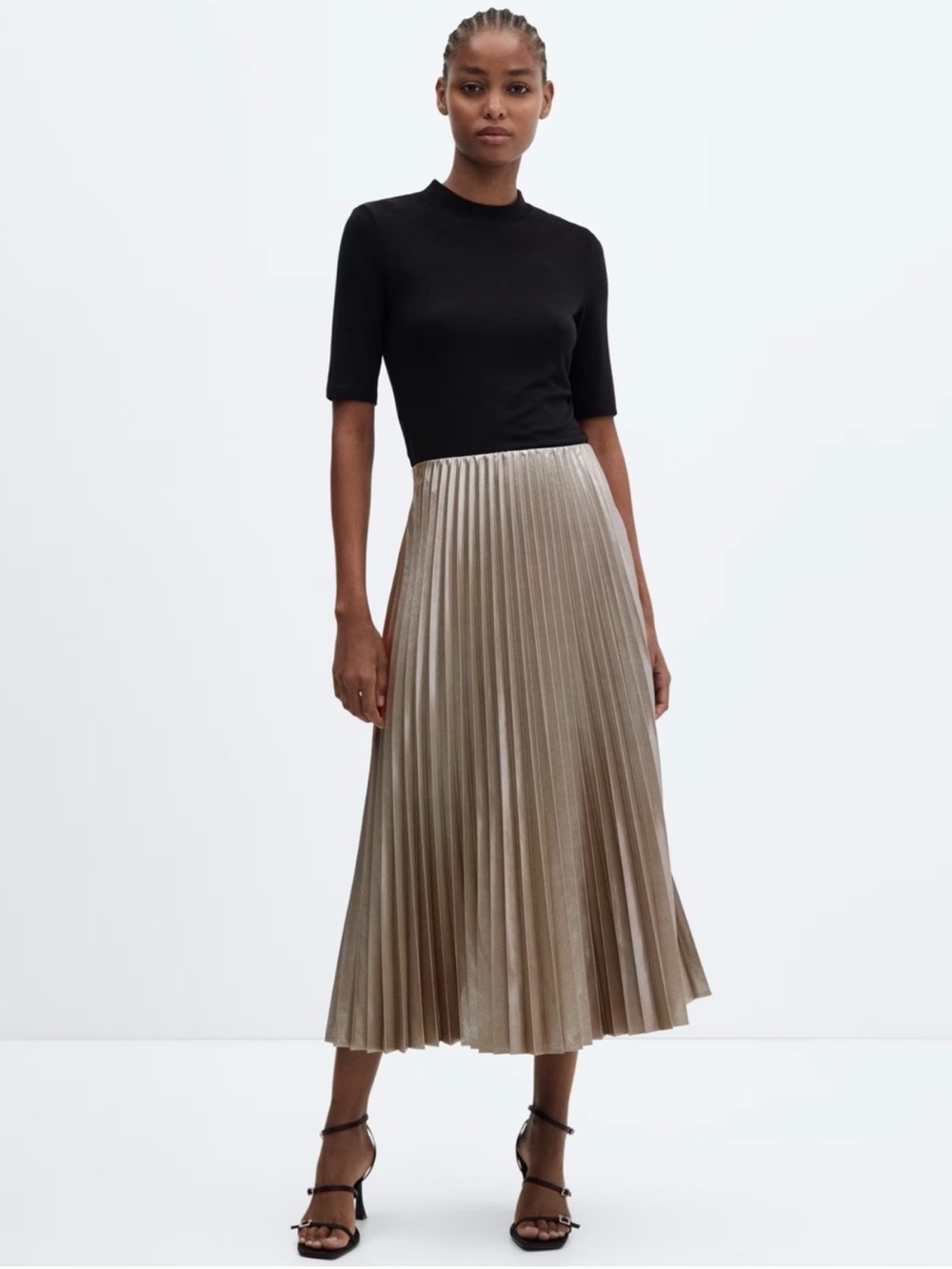 MANGO pleated metallic skirt
